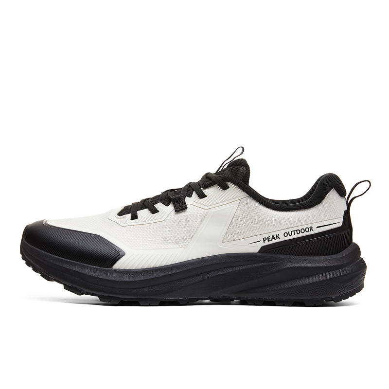 PEAK Cushioning Slip Resistant Abrasion Resistant Breathable Rebound Running Shoes Men's Canvas White Black