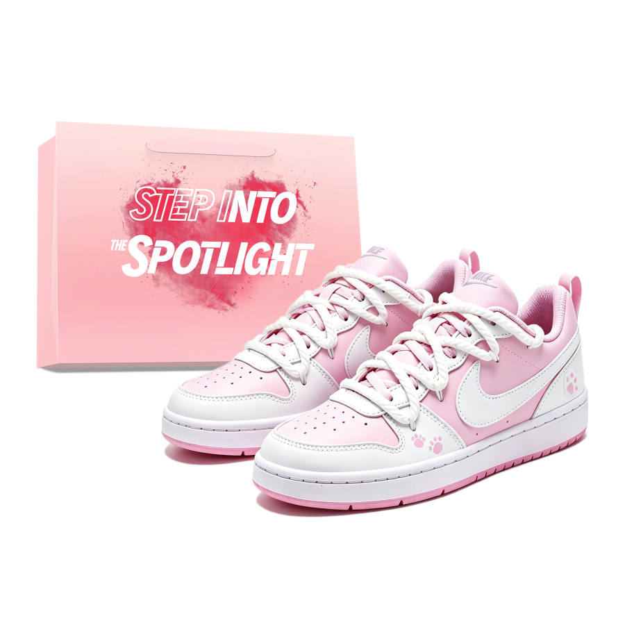 Nike Nike Court Borough Sweet Pink Cat, Special Shopping Bag Leather Slip Resistant Abrasion Resistant Low top