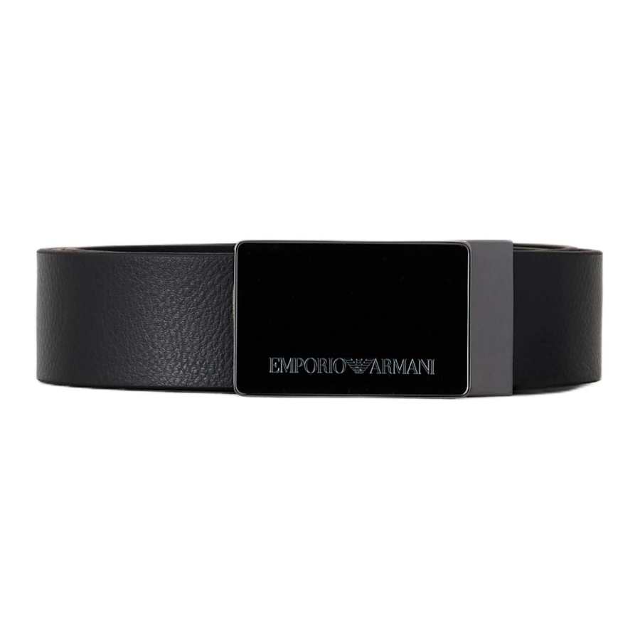 EMPORIO ARMANI Leather Belts Men's Black Width 3.5cm