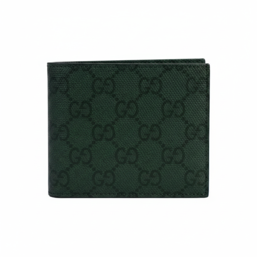 GUCCI Coated Canvas Wallet Men's Dark Green