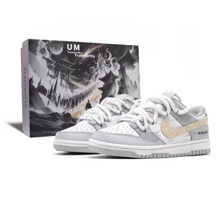 Nike Nike Dunk Silver Gilded Cow Leather Low top Skateboard Shoes Men's Gray