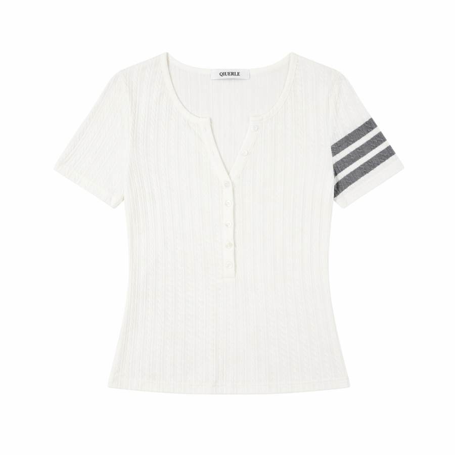 Qiuerle T Shirts Women's V Neck Moderate