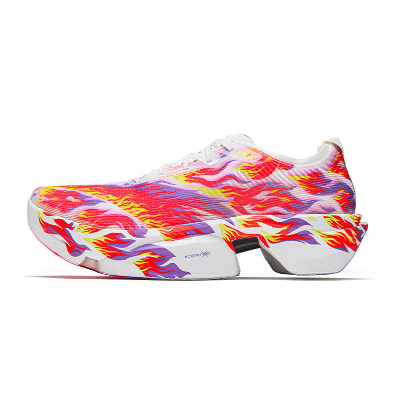 Anta Textile, Rubber Low top Nitrogen Technology Running Shoes Men's Papyrus White/Neon Bright Dark Red/Grape Purple