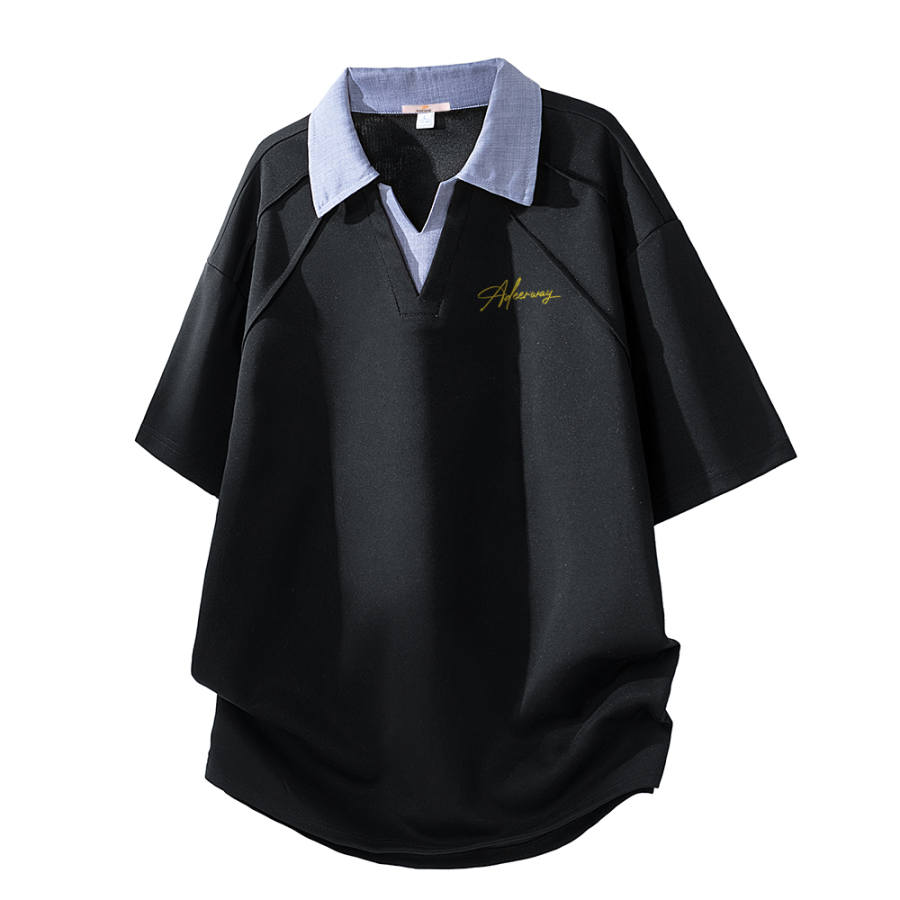 DEERWAY Polo Shirts Unisex Polo Collar Moderate Mock Two Piece