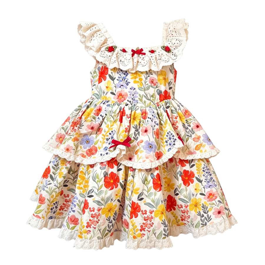 Lanza Kids Dresses Crew Neck Moderate Midi Skirt