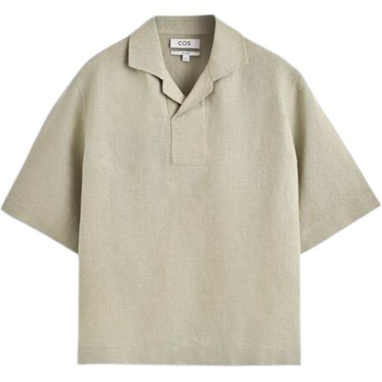 COS Polo Shirts Unisex Pea Green Lapel Moderate Straight Fit