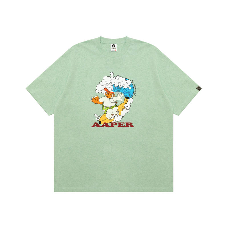 Aape T Shirts Men's Green GR2 Crew Neck Moderate Straight Fit
