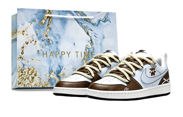 Nike Nike Court Borough Brown Blue Bear Synthetic Leather Slip Resistant, Abrasion Resistant, Waterproof Low top