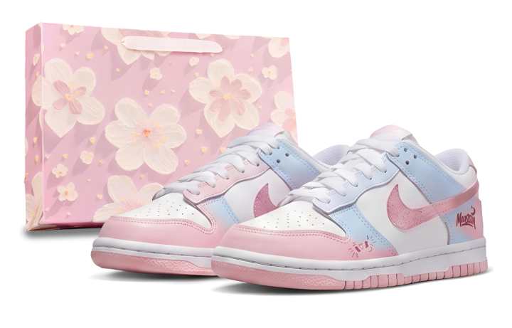 Nike Nike Dunk Leather Cushioning Abrasion Resistant Low top Skateboard Shoes Women's White Pink