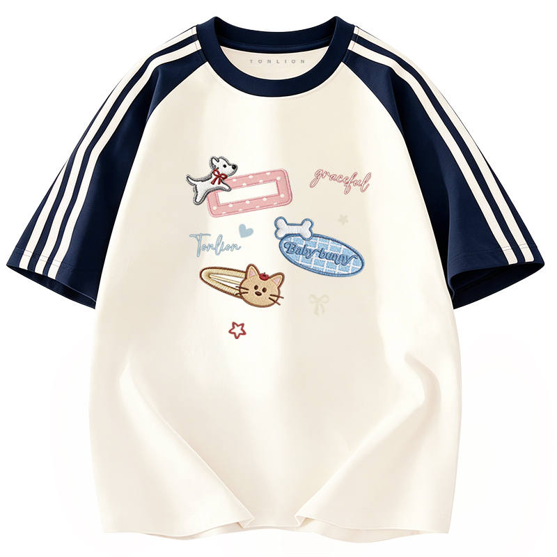 Tonlion T Shirts Women's Crew Neck Moderate Straight Fit