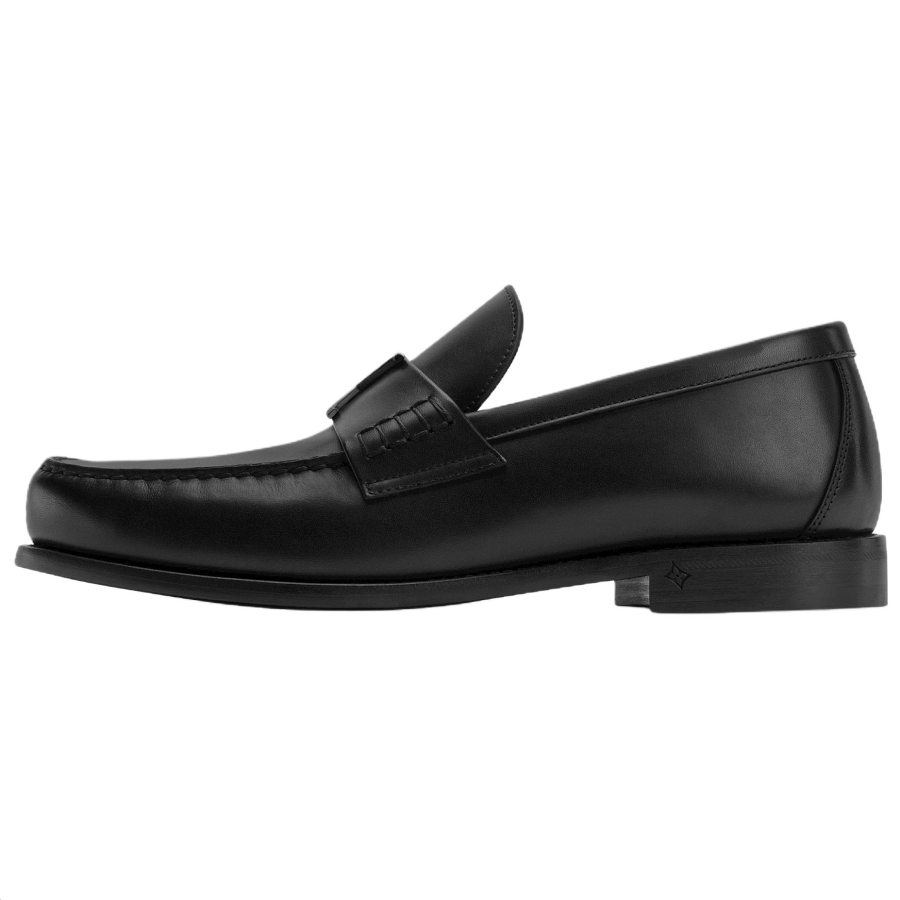 LOUIS VUITTON Major Cow Leather Loafers Men's Black