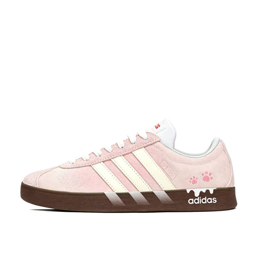 Adidas Adidas VL COURT 2.0 Butter Meowth Slip Resistant Abrasion Resistant Low top Skateboard Shoes Unisex Pink
