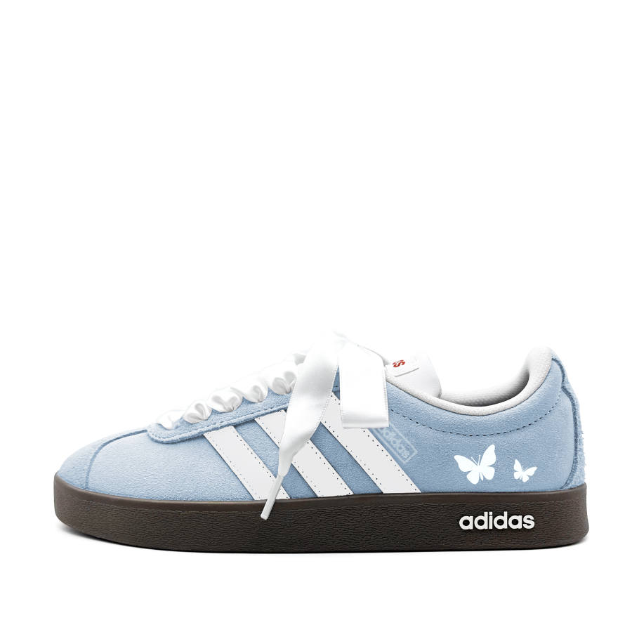 Adidas Adidas VL COURT 2.0 Ice Blue Butterfly Dream Leather Abrasion Resistant Lightweight Low top Skateboard Shoes Unisex