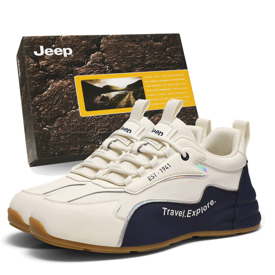 Jeep Wandering Step Abrasion Resistant Breathable Lightweight Height Increasing Low top Casual Shoes Men's