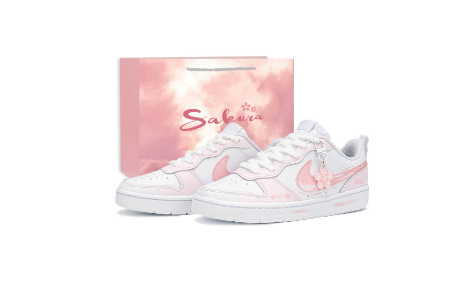 Nike Nike Court Borough Peach Sakura Pink Slip Resistant, Abrasion Resistant, Breathable Low top Kids' Skateboarding Shoes