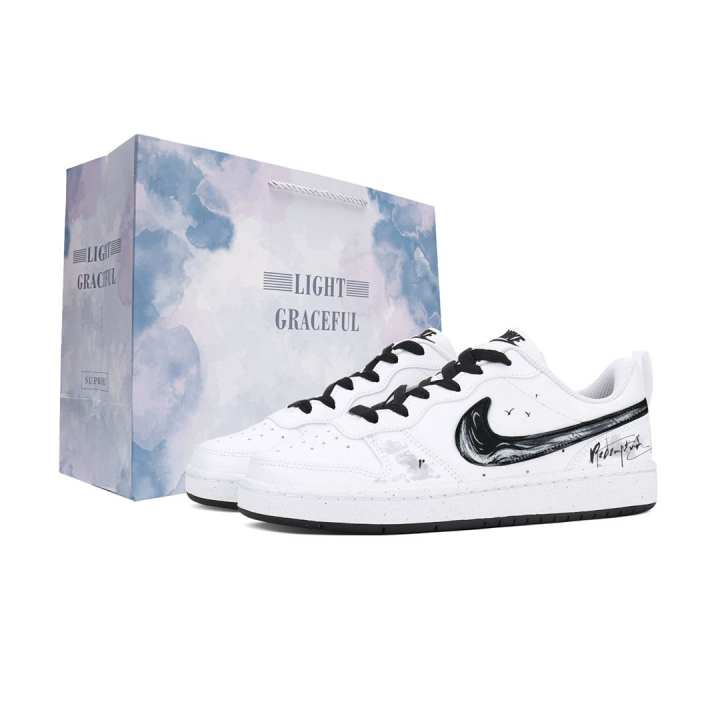 Nike Nike Court Borough Ink Crane Collection Synthetic Leather Cushioning Abrasion Resistant Breathable Low top