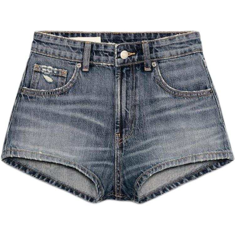 ZARA Trf Denim Shorts Women's Blue Moderate Straight Fit Pants