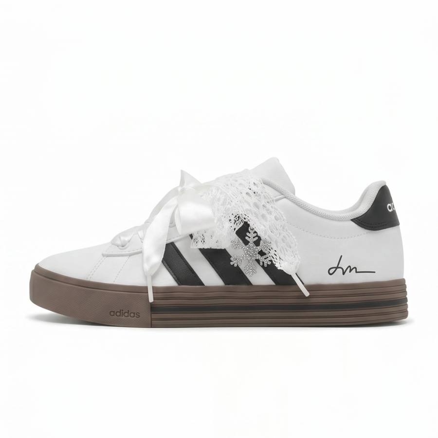 Adidas Adidas Daily 4.0 White Satin Lace Leather Slip Resistant Low top Skateboard Shoes Unisex White
