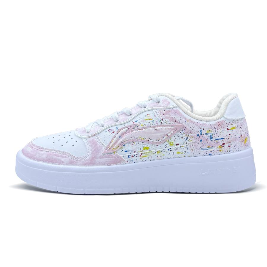 Li-Ning Li Ning Floating Boat Cushioning Abrasion Resistant Lightweight Low top Skateboard Shoes Women's Pink White