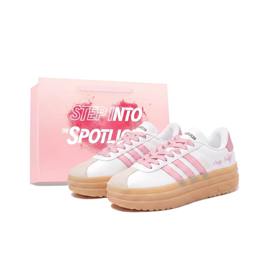 Adidas Adidas VL Court Bold Pink Doo Abrasion Resistant Breathable Height Increasing Low top Skateboard Shoes Women's