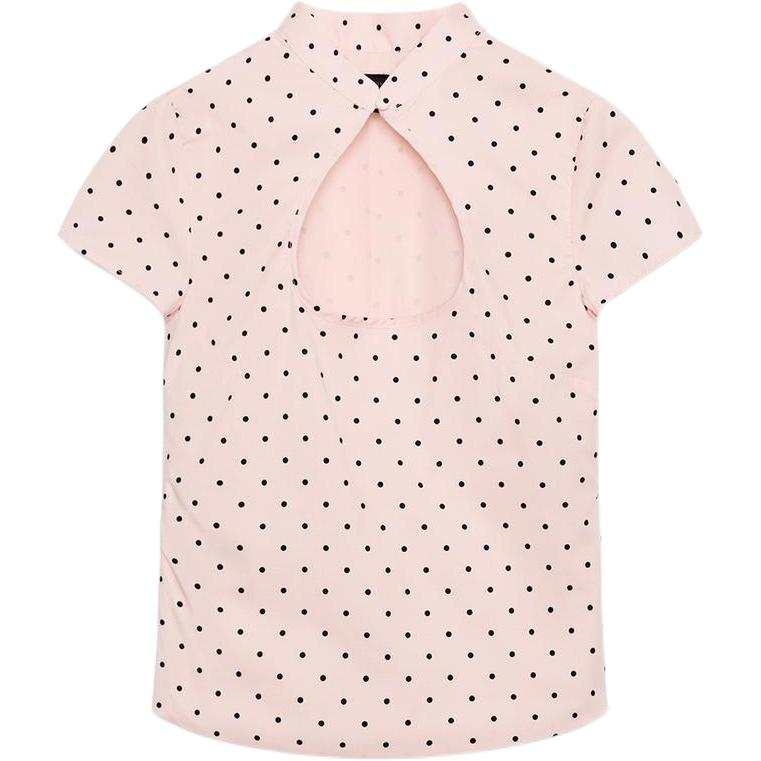 ZARA T Shirts Women's Light Pink Stand Collar