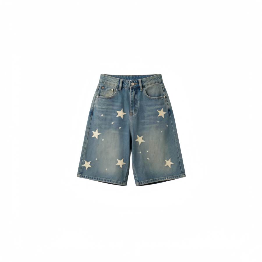 DUSHE Denim Shorts Women's Blue Thin Wide Leg Pants