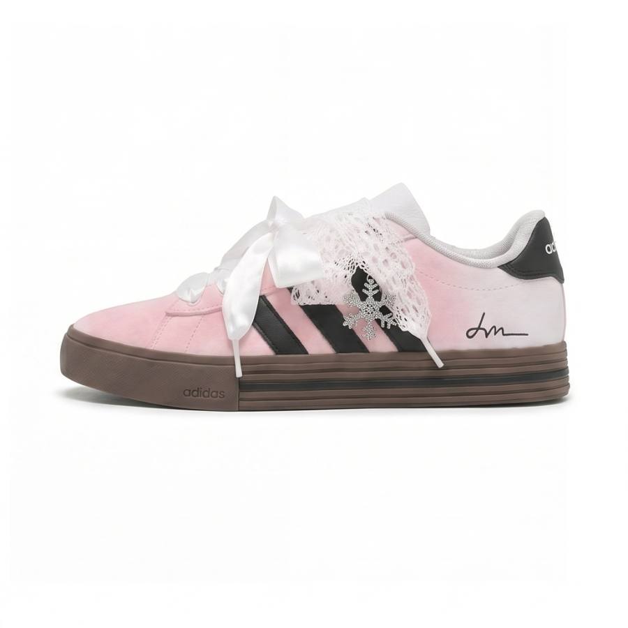 Adidas Adidas Daily 4.0 Snow Velvet Ballet Leather Slip Resistant Low top Skateboard Shoes Unisex Pink