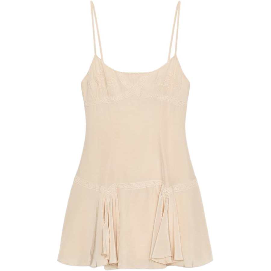 ZARA Slip Dresses Women's Peach Camisole Moderate Short Skirt