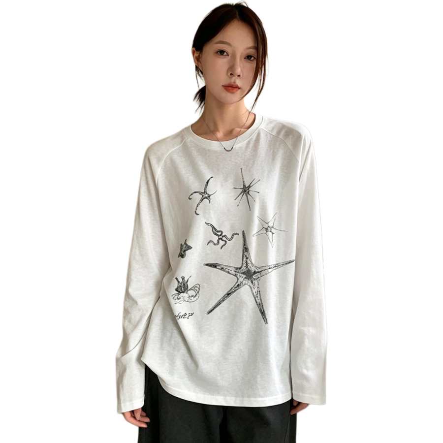 Cotton Gene T Shirts Women's White Crew Neck Thin Straight Fit