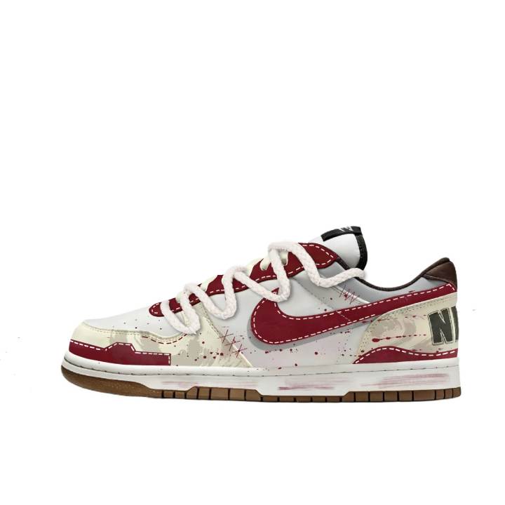 Nike Nike Big Wandering Plan Slip Resistant Cushioning Abrasion Resistant Low top Skateboard Shoes Unisex White Red