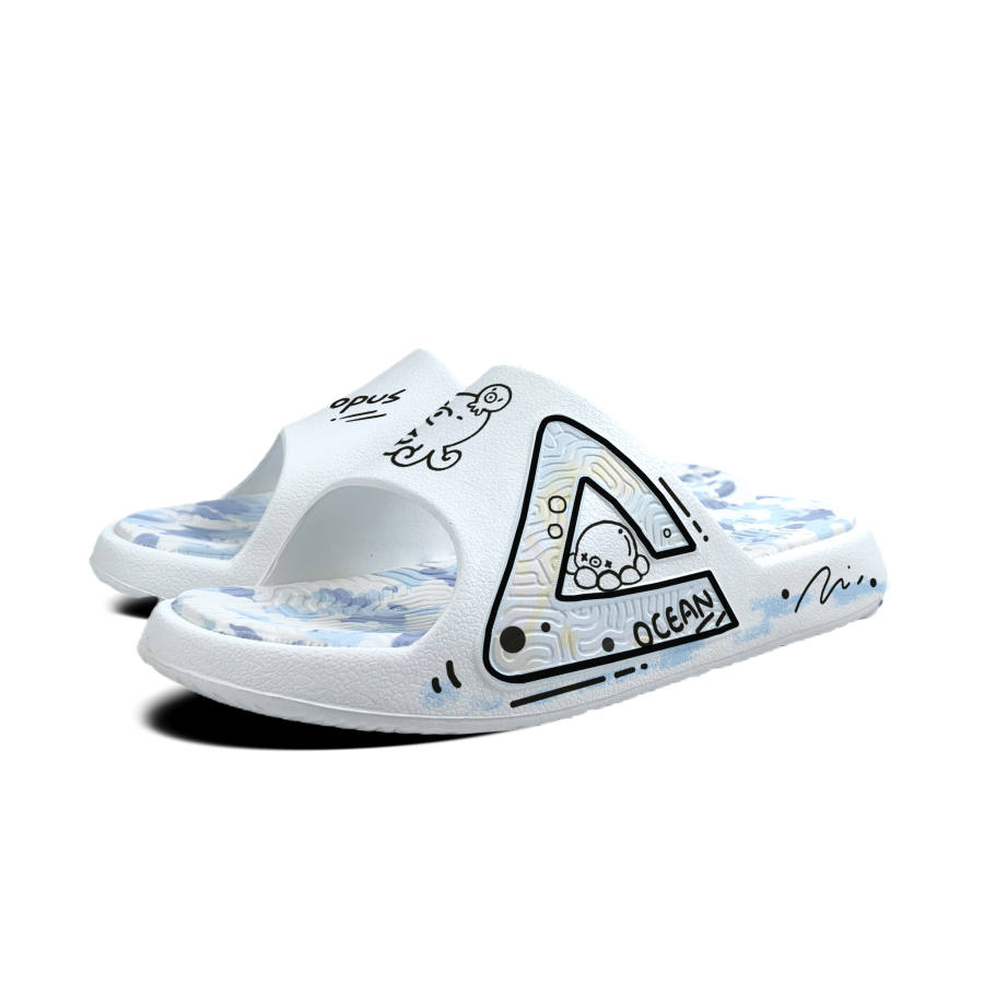 PEAK EVA Graffiti Cute Pet Quiet Slip Resistant Quick Dry Cushioning Slide Slippers Unisex