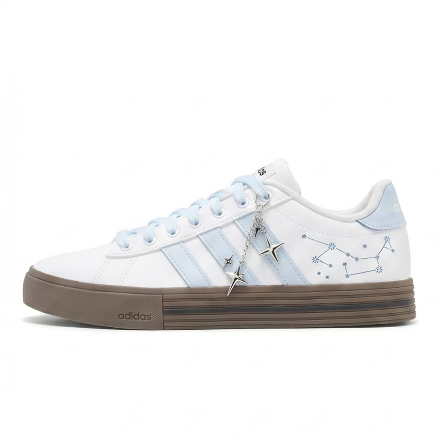 Adidas Adidas Daily 4.0 Maris Sal Little Twin Stars Leather Slip Resistant Low top Skateboard Shoes Unisex Light Blue