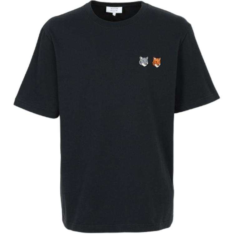 Maison Kitsune T Shirts Men's Black Crew Neck Moderate Other