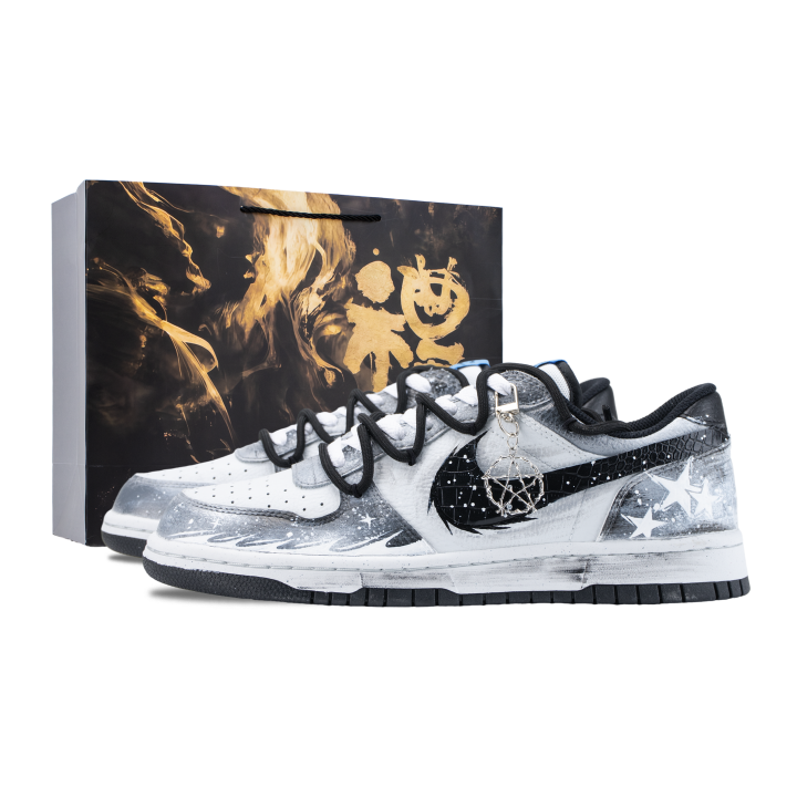 Nike Nike Big Distressed Stellar Orbit Slip Resistant Abrasion Resistant Low top Skateboard Shoes Unisex Gray White Black