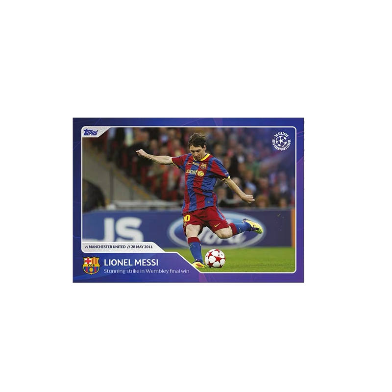 Topps 2011 Soccer Ball UEFA Champions League Moment Card 30 Anniversary Messi, No. 082, Soccer Star Card