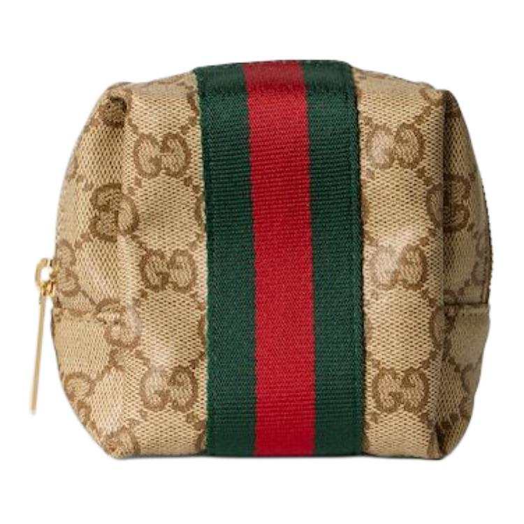 GUCCI Web Coated Canvas Makeup Bag Small Women's Sand