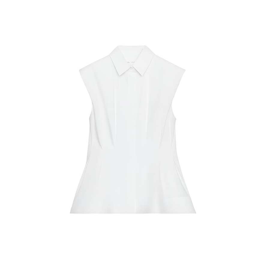 ZARA ZW Shirts Women's White Lapel Moderate