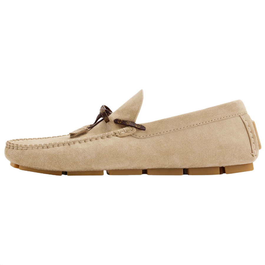 LOUIS VUITTON Driver Casual Leather Shoes Men's Beige
