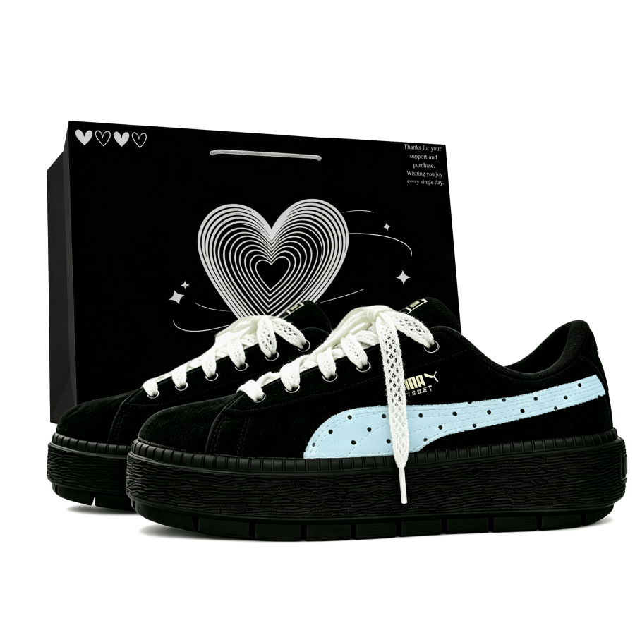 PUMA Platform Trace Cushioning Abrasion Resistant Low top Skateboard Shoes Women's Black
