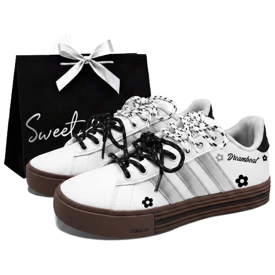 Adidas Adidas Daily 4.0 Shopping Bag, Silver Mist Flower Mirror Synthetic Leather Abrasion Resistant Height Increasing Low top