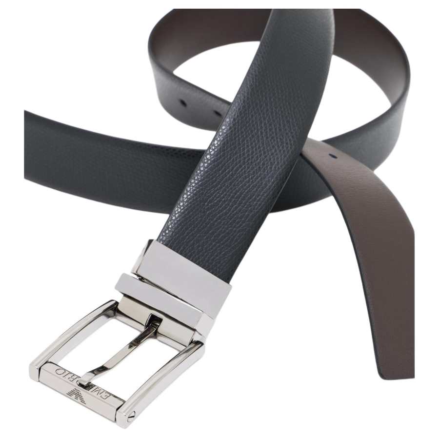 EMPORIO ARMANI Cow Leather Belts Men's Black/Brown 3.5cm