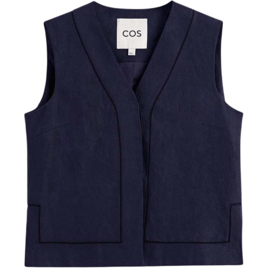 COS Vests Women's Navy Blue V Neck Moderate