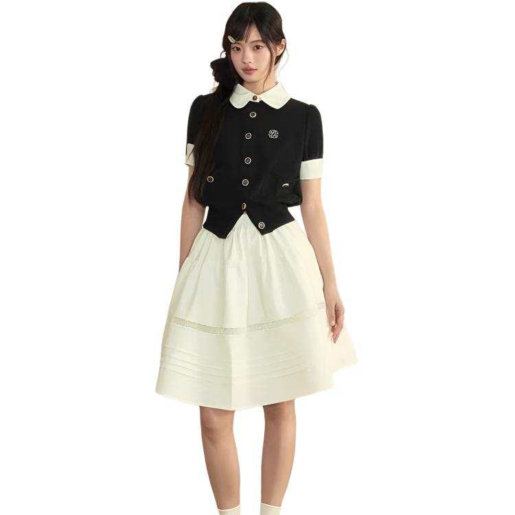 SIXUSICHOU Two Piece Skirt Sets Women's Lapel Thin Midi Dress