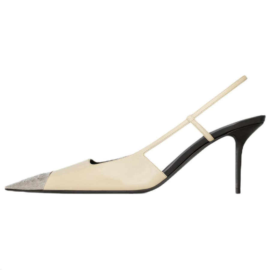 SAINT LAURENT JEANNE Slim Heel High Heels 7.5cm Women's White