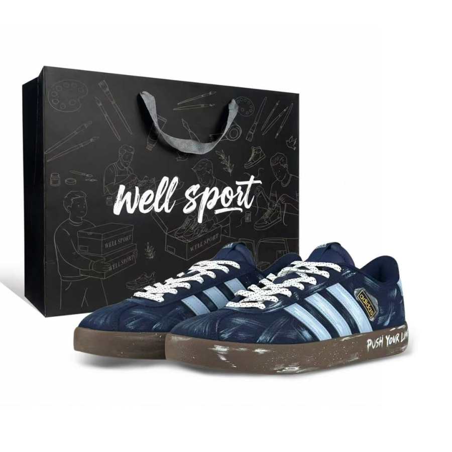 Adidas Adidas VL COURT 3.0 Ink Starfish Journey Leather Abrasion Resistant Slip Resistant Low top German Army Trainers Unisex