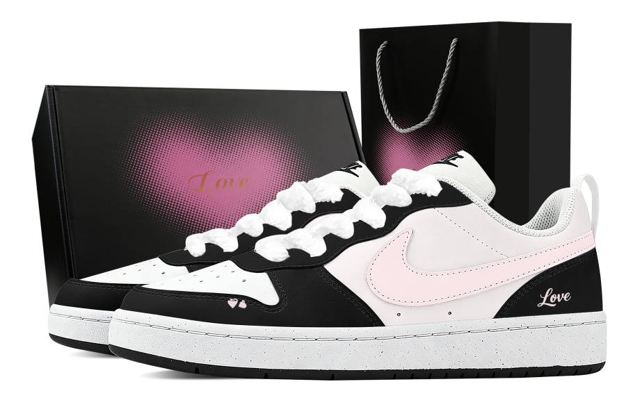 Nike Nike Court Borough Pink Heart Promise Low top Skateboard Shoes Unisex Black Pink