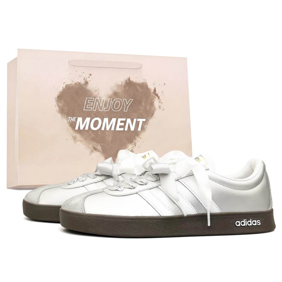Adidas Adidas VL COURT 2.0 Girlish Silver, Special Shopping Bag Slip Resistant Abrasion Resistant Low top Skateboard Shoes