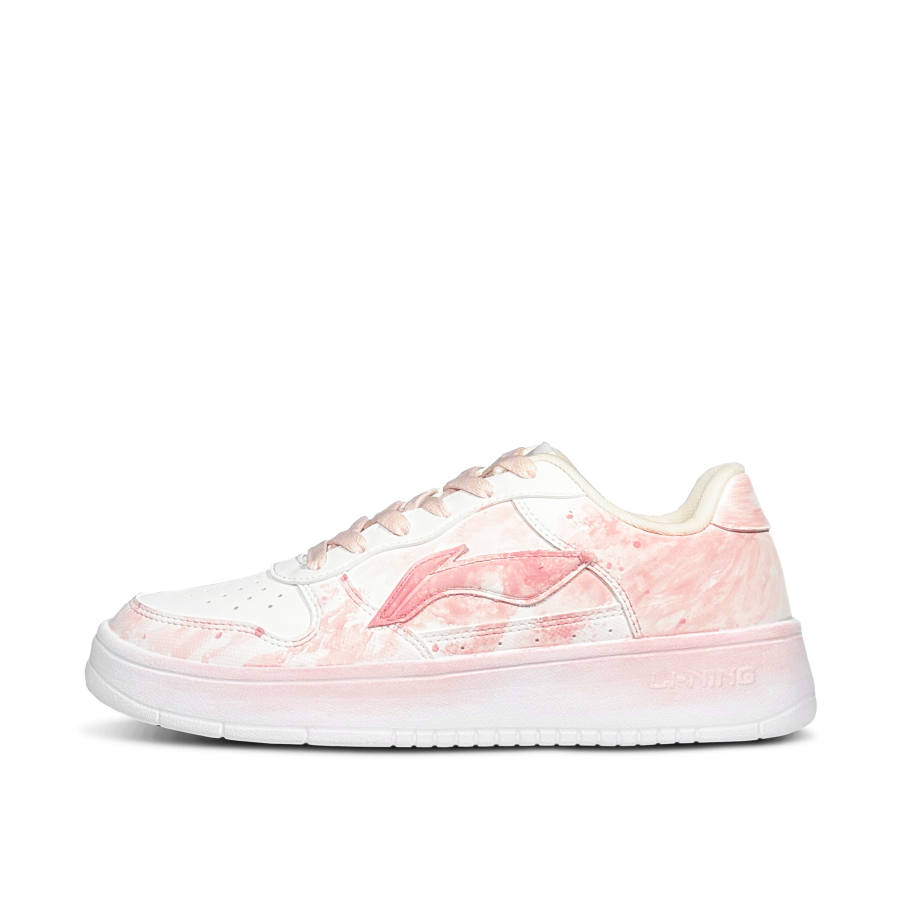 Li-Ning Li Ning Floating Boat Lightweight Abrasion Resistant Low top Skateboard Shoes Women's Pink White