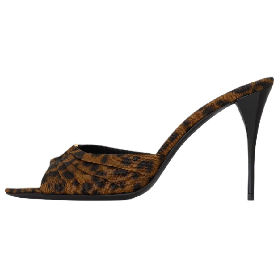 SAINT LAURENT BABYLONE Slide Slippers Women's Leopard Print