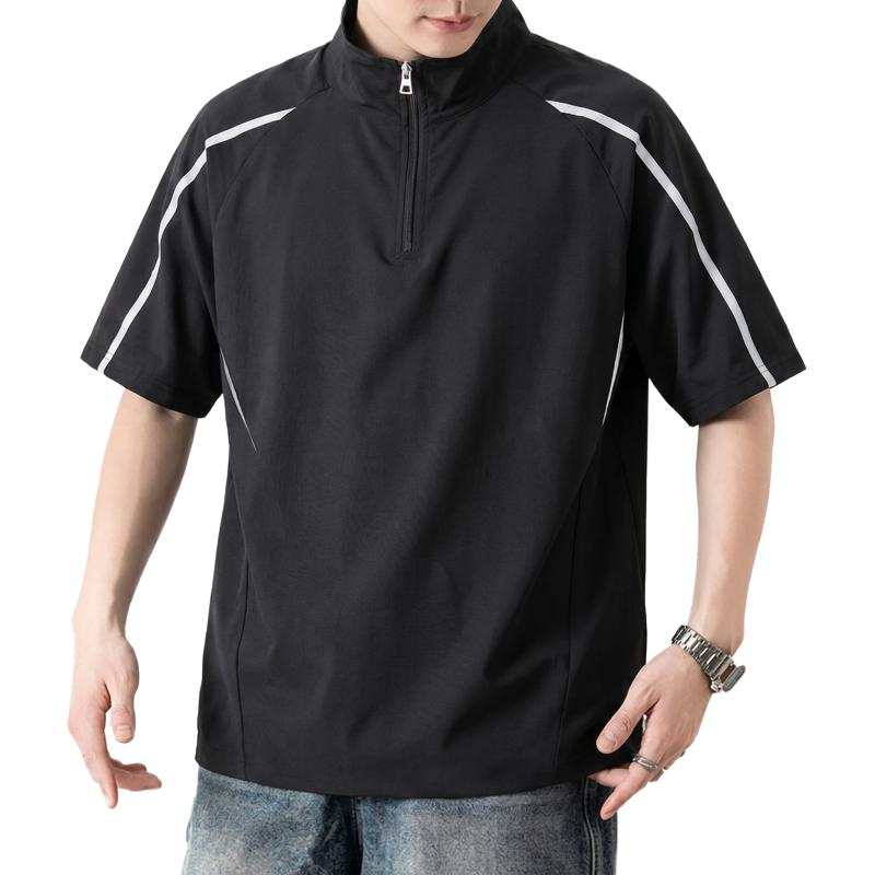 Tonlion Polo Shirts Unisex Stand Collar Moderate Straight Fit